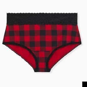 🆕4X BUFFALO PLAID WIDE LACE COTTON BRIEF PANTY